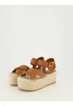 Damen Plateau-Sandalen mit Leder