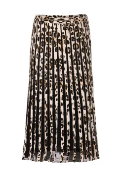 Damen Plisseerock mit Leo-Print