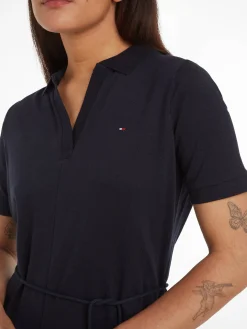 Damen Polokleid mit Bindegürtel