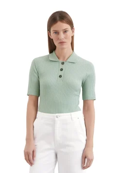 Damen Poloshirt mit gerippter Struktur Slim Fit