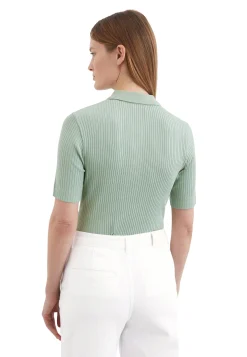 Damen Poloshirt mit gerippter Struktur Slim Fit