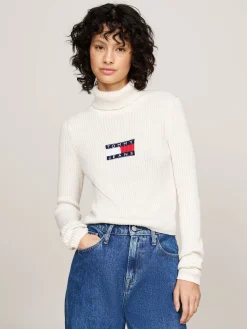 Damen Rollkragenpullover mit Wolle TJW MELANGE TURTLENECK FLAG SWEATER