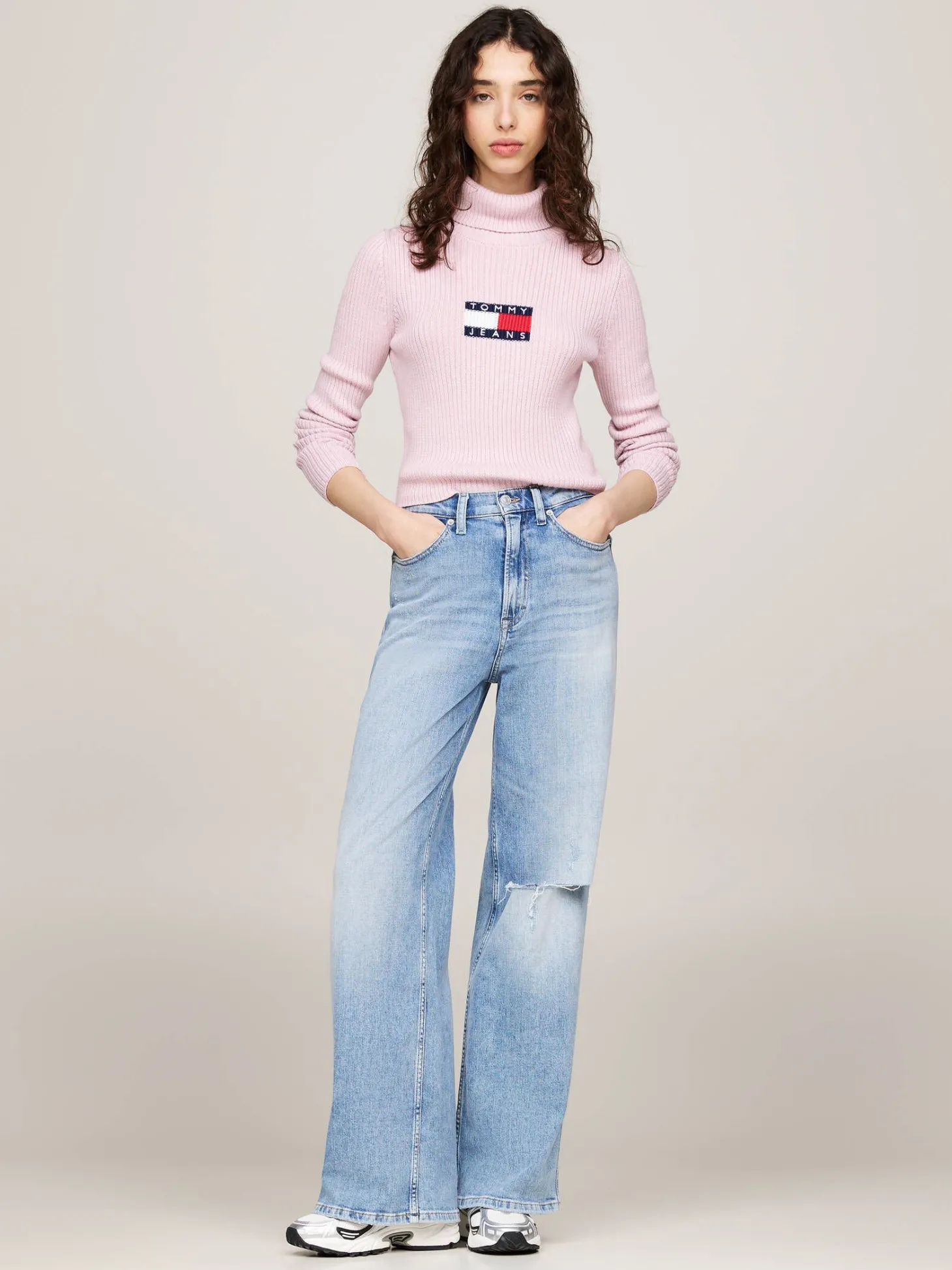 Damen Rollkragenpullover mit Wolle TJW MELANGE TURTLENECK FLAG SWEATER