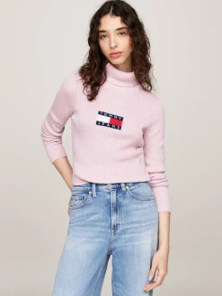 Damen Rollkragenpullover mit Wolle TJW MELANGE TURTLENECK FLAG SWEATER