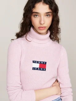 Damen Rollkragenpullover mit Wolle TJW MELANGE TURTLENECK FLAG SWEATER