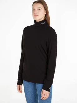 Damen Rollkragenshirt TOMMY LOGO ROLL NECK LS TEE