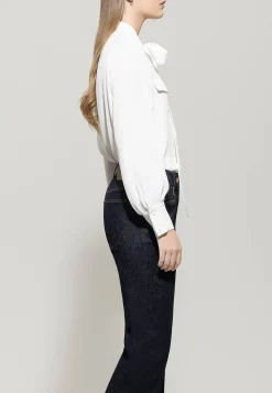 Damen Schluppenbluse aus Seiden-Mix