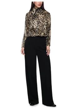 Damen Schluppenbluse mit Leo-Print