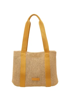 Damen Shopper M in Crochet-Raffia-Bast-Optik