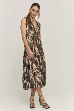 Damen Sommerkleid NATURE LEAF SLEEVELESS DRESS