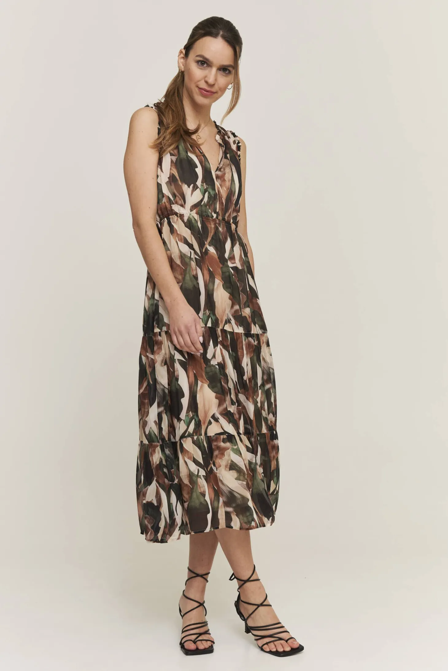 Damen Sommerkleid NATURE LEAF SLEEVELESS DRESS