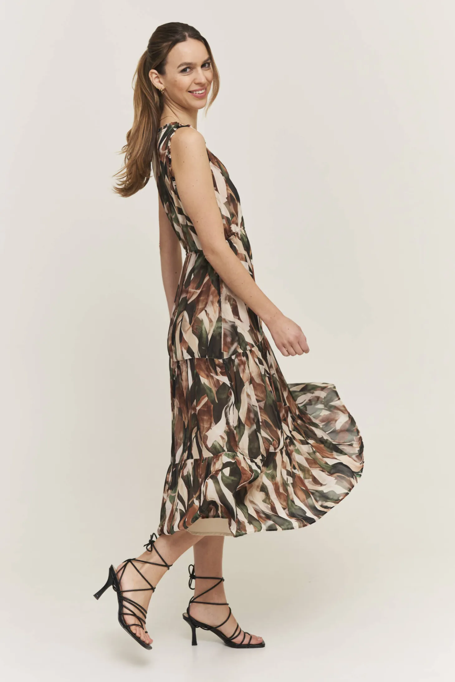 Damen Sommerkleid NATURE LEAF SLEEVELESS DRESS