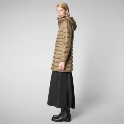 Damen Steppjacke lang REESE mit Kapuze Slim Fit