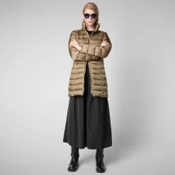 Damen Steppjacke lang REESE mit Kapuze Slim Fit