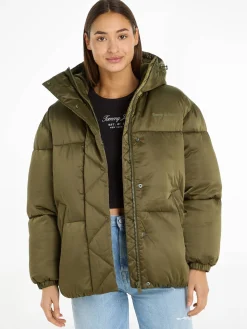 Damen Steppjacke mit Kapuze TJW OVR SATIN PUFFER