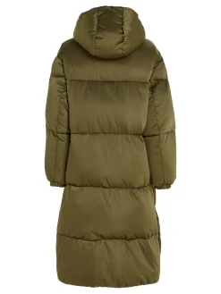 Damen Steppmantel mit Kapuze TJW LONG SATIN PUFFER