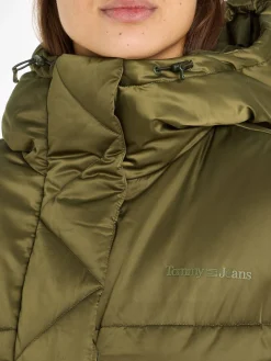 Damen Steppmantel mit Kapuze TJW LONG SATIN PUFFER