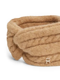 Damen Stirnband mit Zopfmuster und Alpakawolle