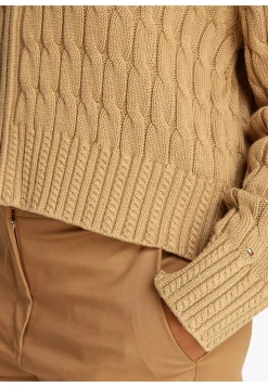 Damen Strickjacke aus Bio-Baumwolle SOFT COTTON CABLE BOXY LS CARDIGAN