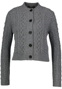 Damen Strickjacke aus Schurwolle mit Zopfmuster ABITO