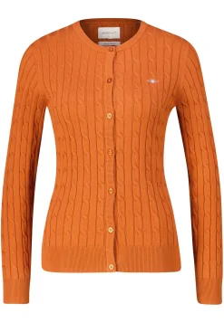 Damen Strickjacke mit Zopfmuster STRETCH COTTON CABLE CARDIGAN Slim Fit