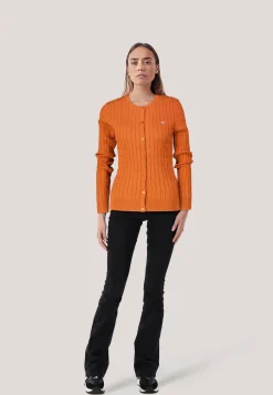 Damen Strickjacke mit Zopfmuster STRETCH COTTON CABLE CARDIGAN Slim Fit