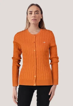 Damen Strickjacke mit Zopfmuster STRETCH COTTON CABLE CARDIGAN Slim Fit