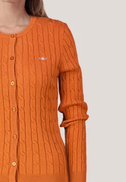 Damen Strickjacke mit Zopfmuster STRETCH COTTON CABLE CARDIGAN Slim Fit