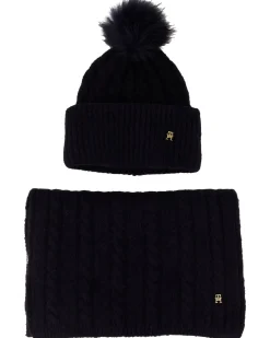 Damen Strickmütze und Schal mit Alpaka und Wolle TH TIMELESS BEANIE POM&SCARF GP
