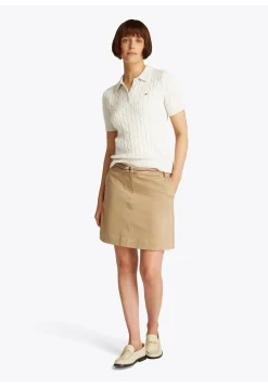 Damen Strickpolo mit Zopfmuster Slim Fit