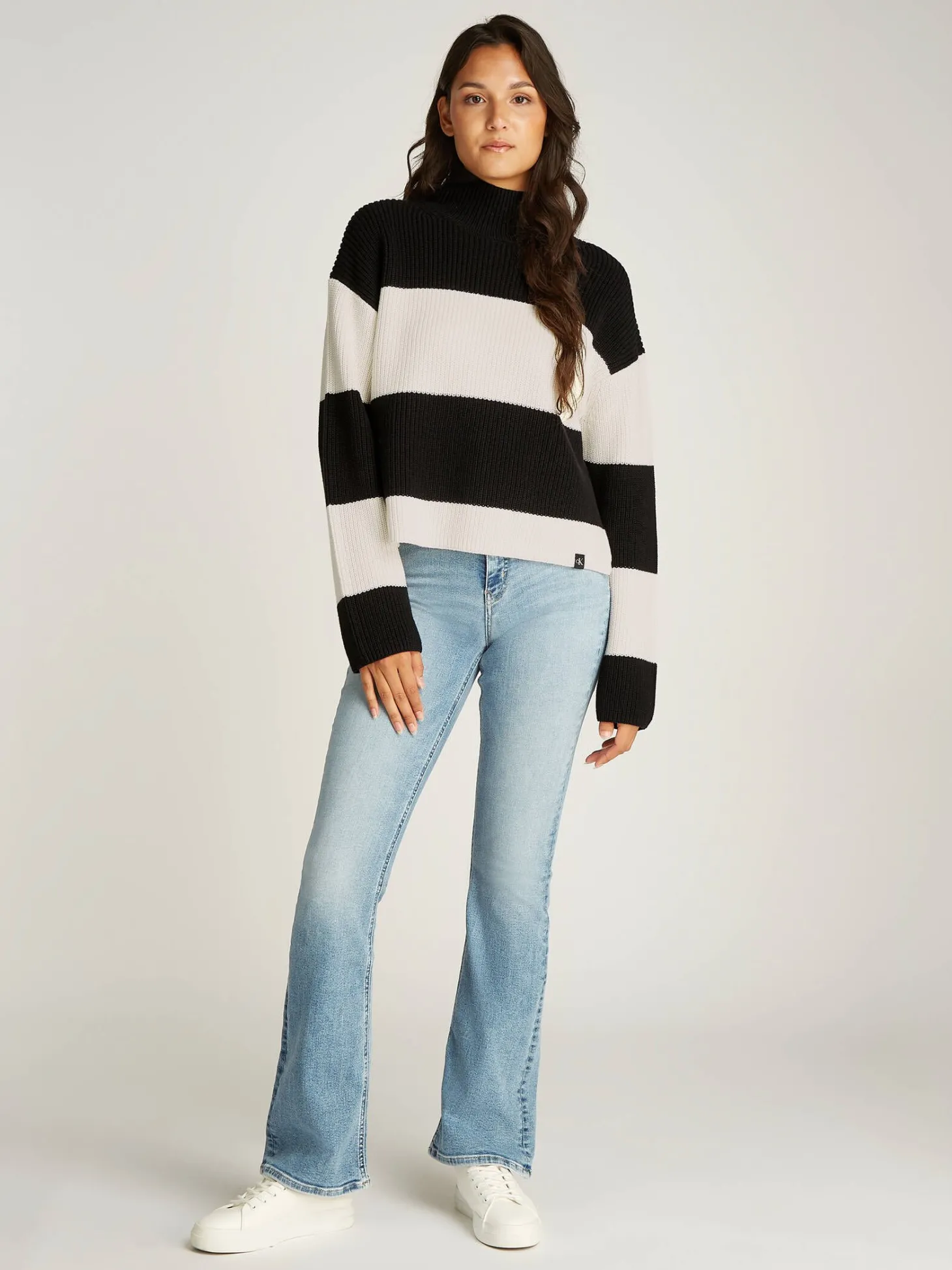 Damen Strickpullover aus Bio-Baumwolle CHUNKY LOOSE HIGH NECK SWEATER