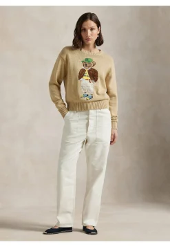 Damen Strickpullover aus Baumwolle mit Polo Bear