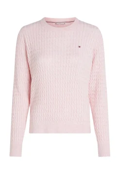 Damen Strickpullover aus Baumwolle mit Zopfmuster Regular Fit