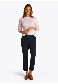 Damen Strickpullover aus Baumwolle mit Zopfmuster Regular Fit