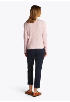 Damen Strickpullover aus Baumwolle mit Zopfmuster Regular Fit