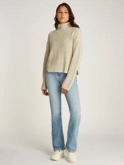 Damen Strickpullover aus Bio-Baumwolle CHUNKY LOOSE HIGH NECK SWEATER