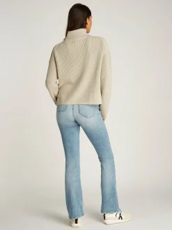 Damen Strickpullover aus Bio-Baumwolle CHUNKY LOOSE HIGH NECK SWEATER