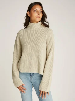 Damen Strickpullover aus Bio-Baumwolle CHUNKY LOOSE HIGH NECK SWEATER