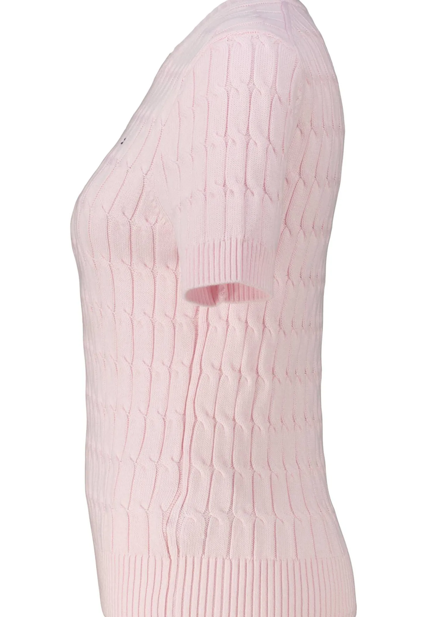 Damen Strickpullover COTTON MINI CABLE Slim Fit Kurzarm