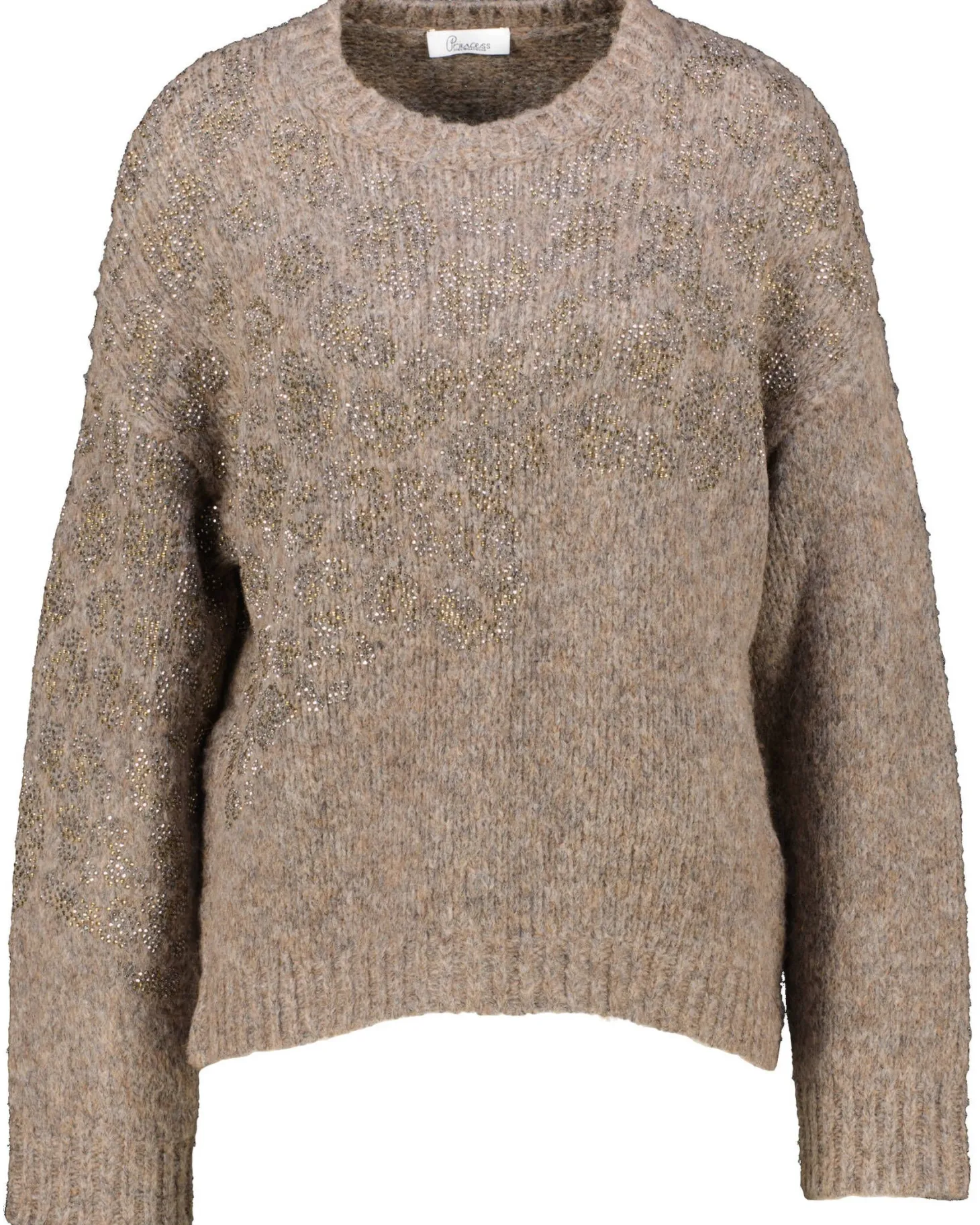 Damen Strickpullover mit Merinowolle und Alpaka LEO CRYSTAL STONES