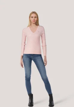 Damen Strickpullover mit Zopfmuster Slim Fit