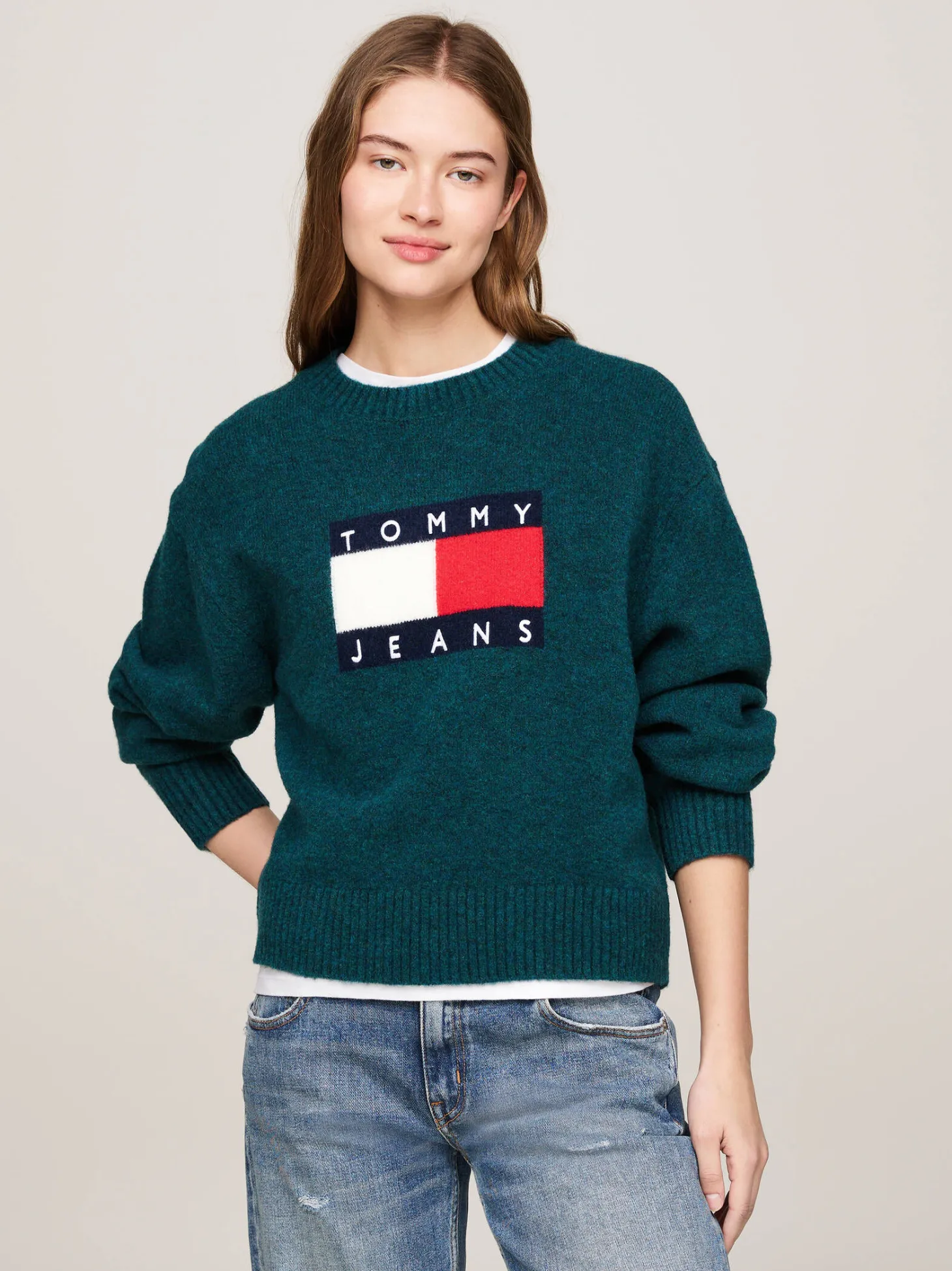 Damen Strickpullover mit Wolle TJW MELANGE FLAG SWEATER EXT