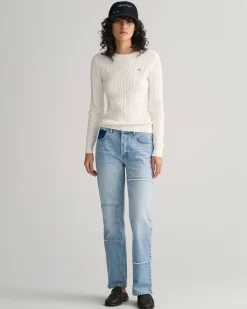 Damen Strickpullover mit Zopfmuster Slim Fit