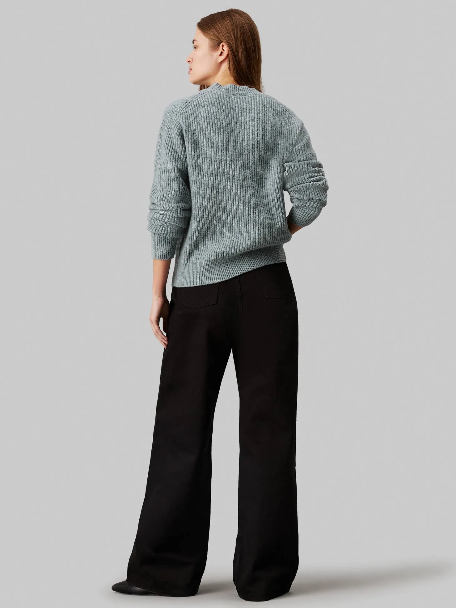 Damen Strickpullover mit Baumwolle und Wolle BOUCLE RIB C-NK RELAXED SWEATER