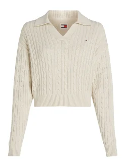 Damen Strickpullover RUGBY mit Zopfmuster Boxy Fit