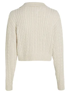 Damen Strickpullover RUGBY mit Zopfmuster Boxy Fit