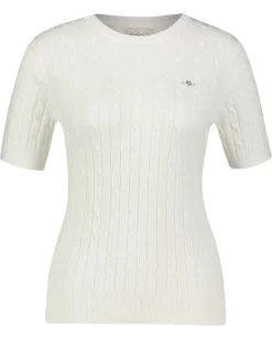 Damen Strickpullover STRETCH COTTON CABLE C-NECK