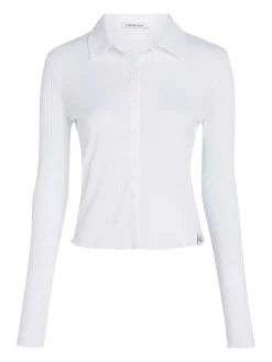 Damen Stricktop SHEER RIB BUTTON DOWN SHIRT Langarm
