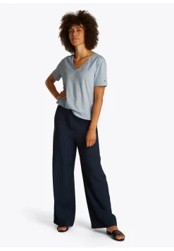 Damen T-Shirt aus Bio-Baumwolle SLUB CROP V-NK