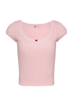 Damen T-Shirt mit Pointelle-Muster